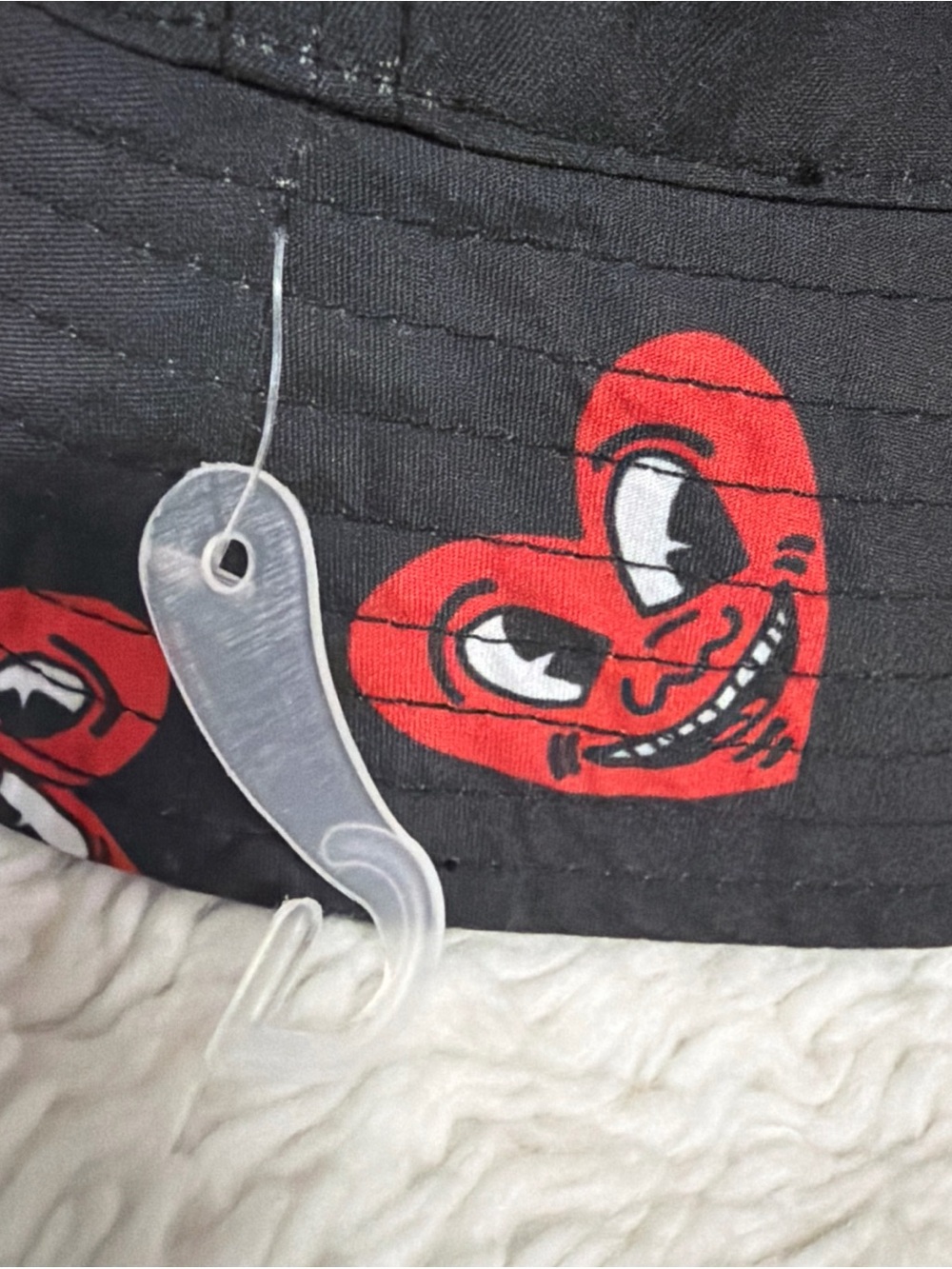 Keith Haring foundation NY Black Bucket Hat with Red Heart Graphic